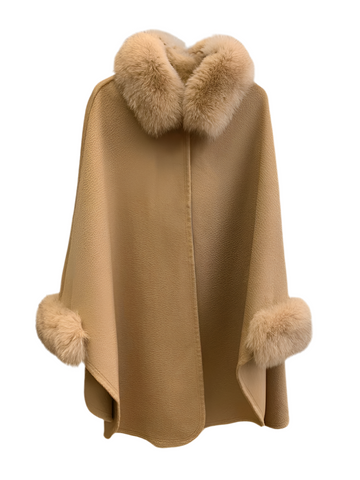 Fur Trimmed Wool Cape