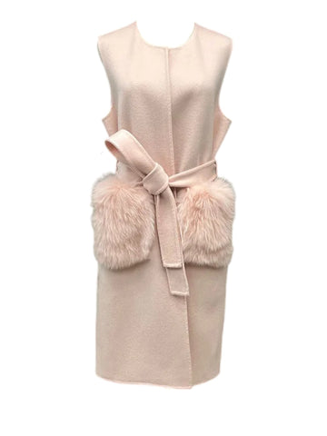 Cashmere Vest With Fox Fur