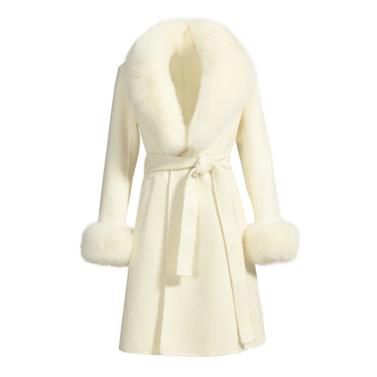 Cashmere Coat with Fur Trim