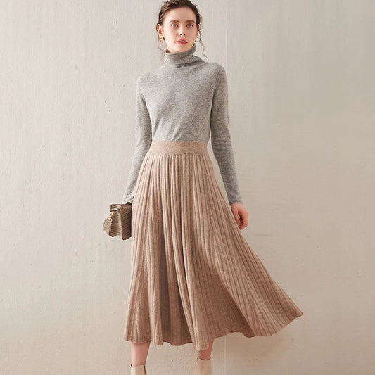 Elegance Wool Pleated Skirt