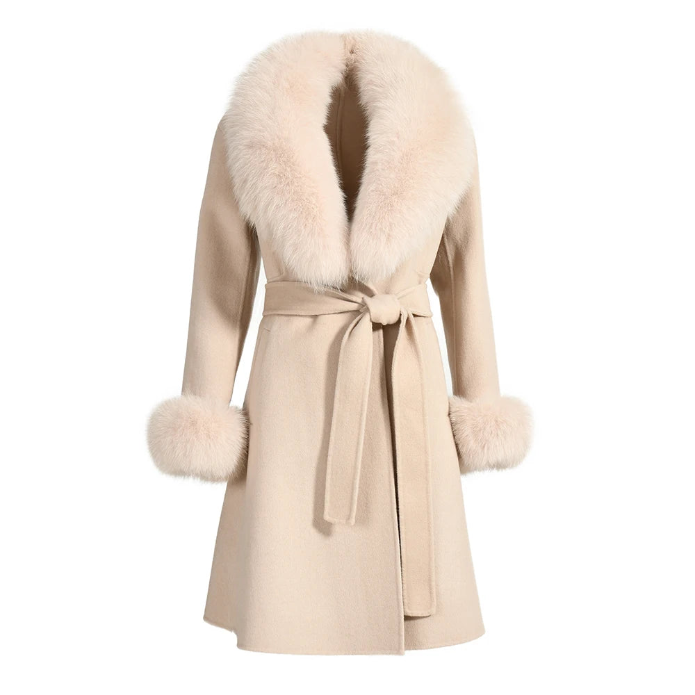 Cashmere Coat with Fur Trim